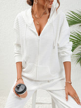 Plaid Texture Zip Up Hooded Jacket OutfitFlow
